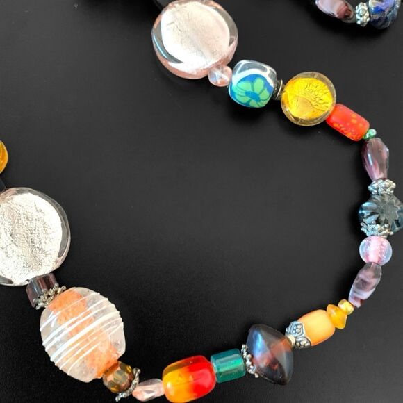 Vintage Glass Clay Bead Necklace - Picture 4 of 6